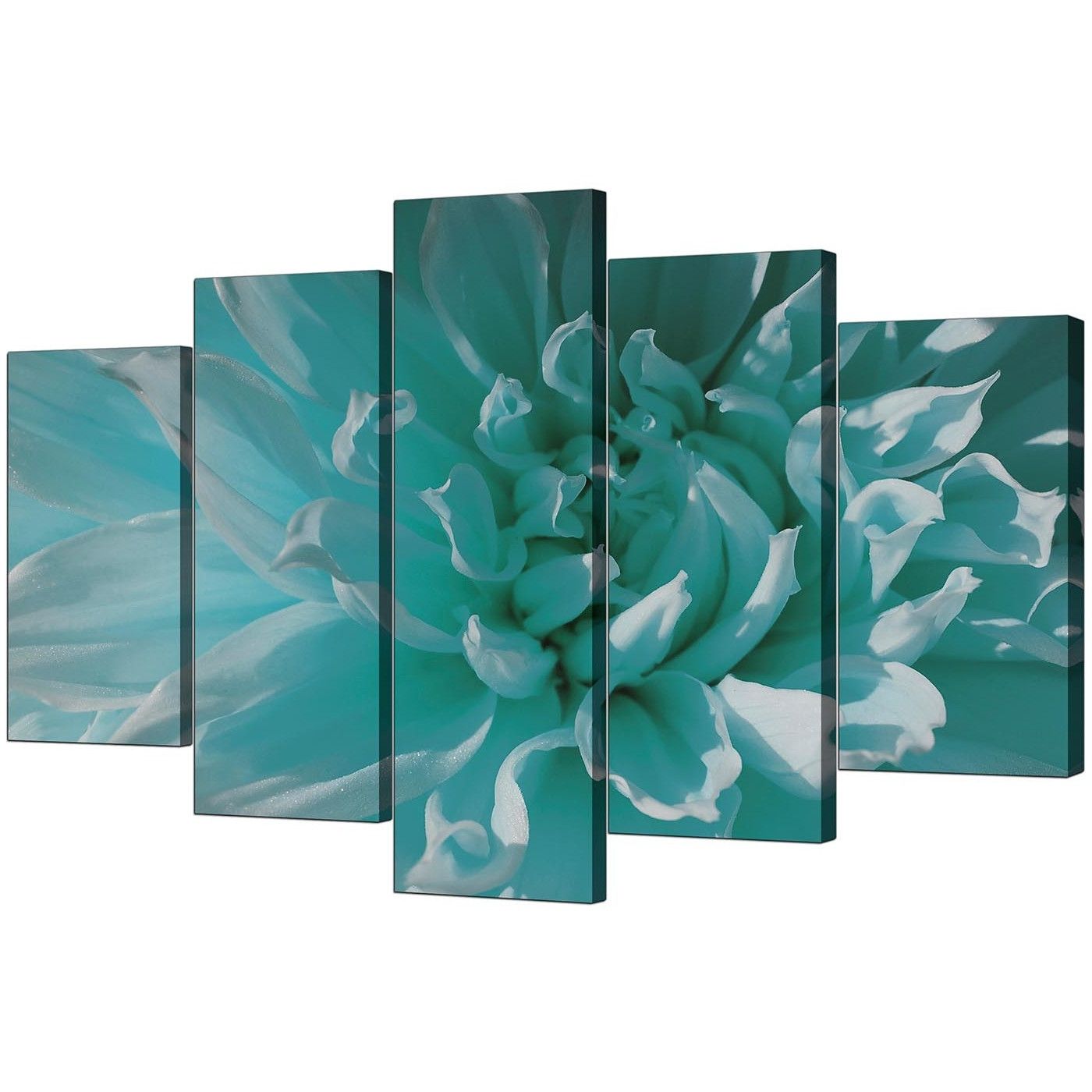 2024 Latest Teal Flower Canvas Wall Art   2017 Teal Flower Canvas Wall Art For Extra Large Flower Canvas Wall Art 5 Piece In Teal 