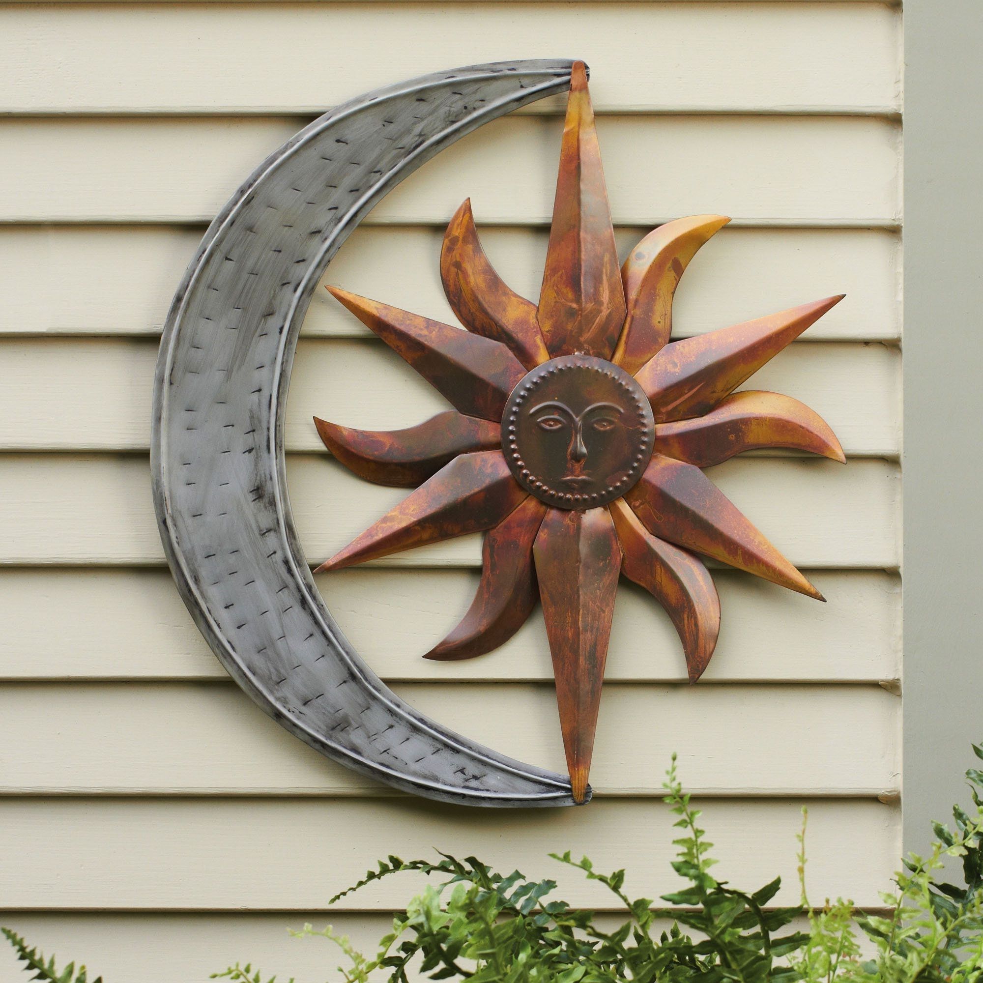 Fashionable Large Metal Wall Art For Outdoor Inside Sun And Moon Indoor Outdoor Metal Wall Art 