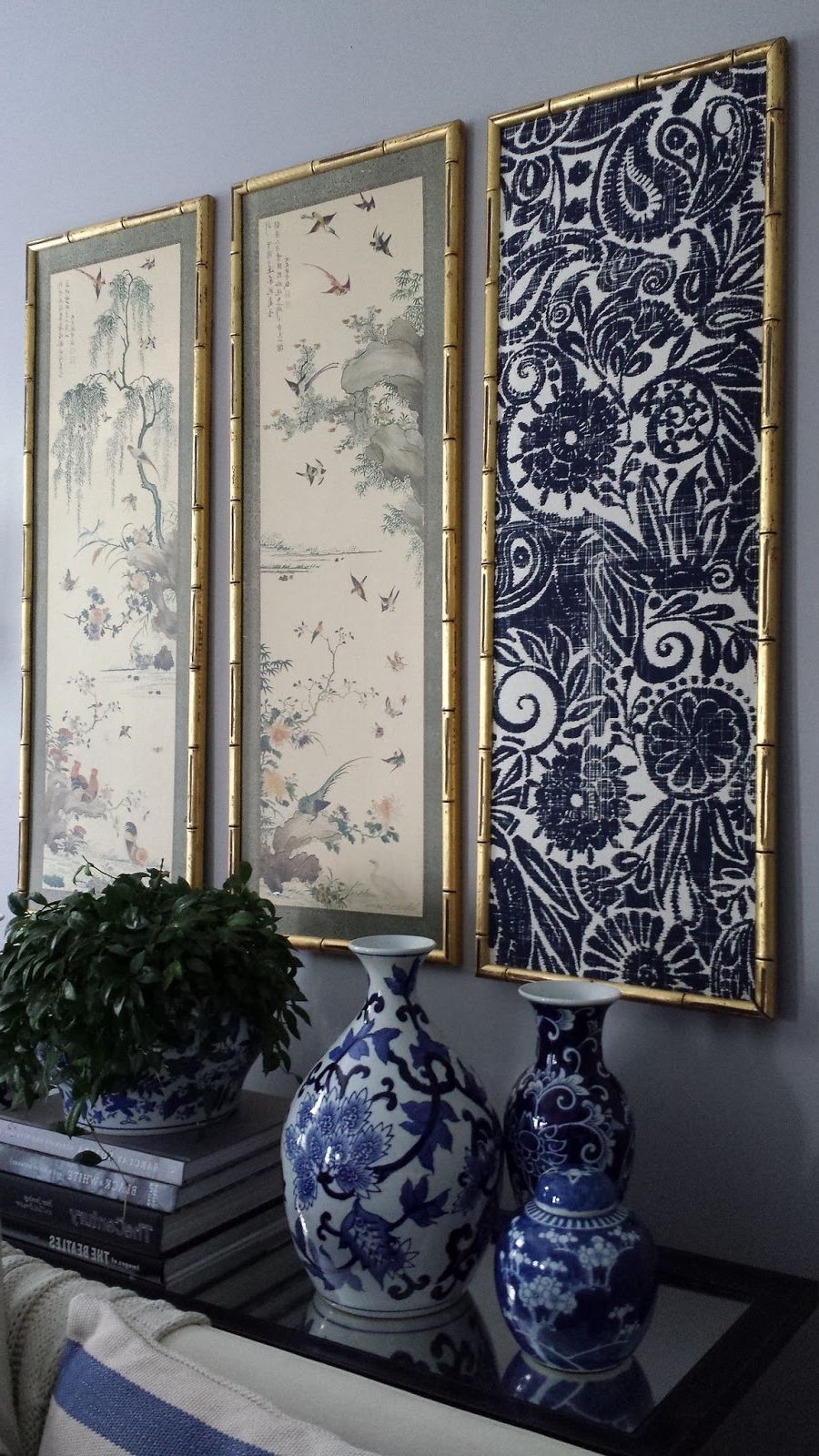 Focal Point Styling: Diy Indigo Wall Art With Framed Fabric Intended For Newest Framed Fabric Wall Art (View 4 of 15)