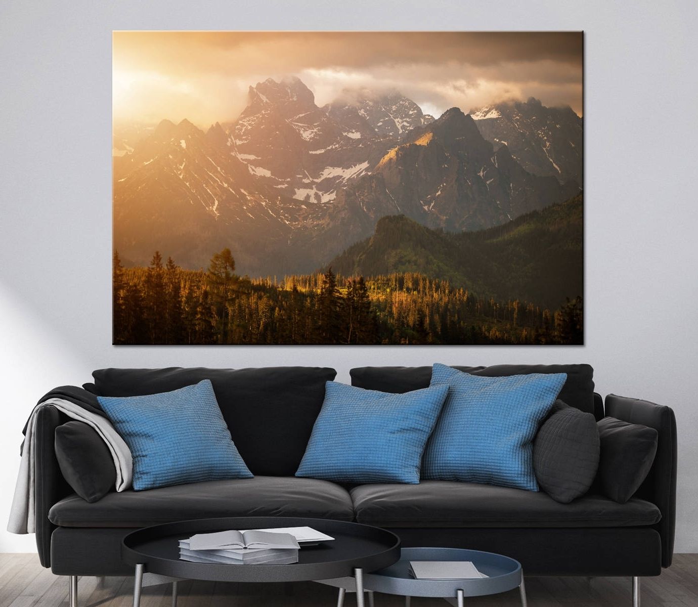 Mountains Sunset Scenery Photoprint Multi Panel Canvas Print Wild For Most Current Extra Large Wall Art Prints 