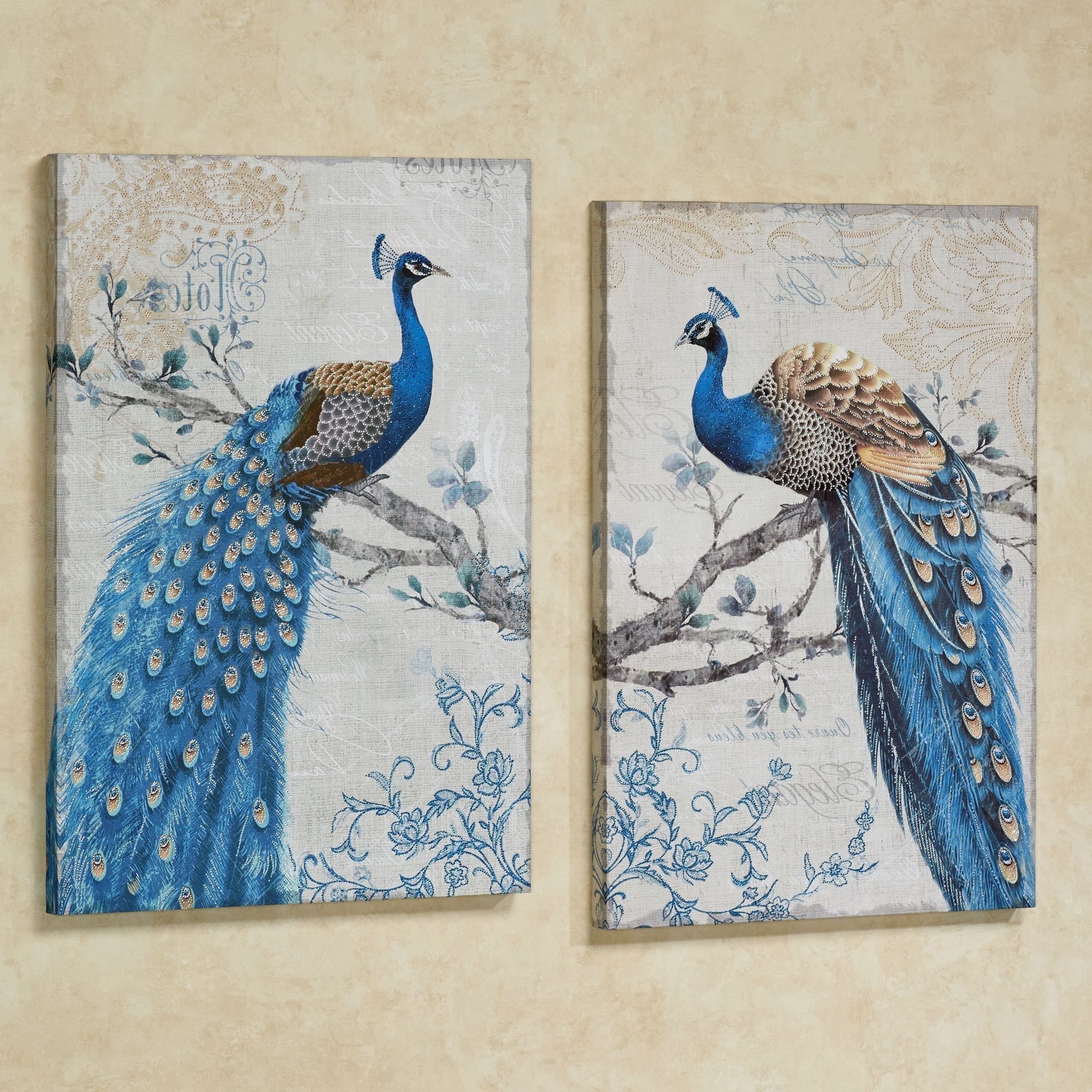 Preferred Magnificent Peacock Giclee Canvas Wall Art Set For Cheap Wall Art Canvas Sets 