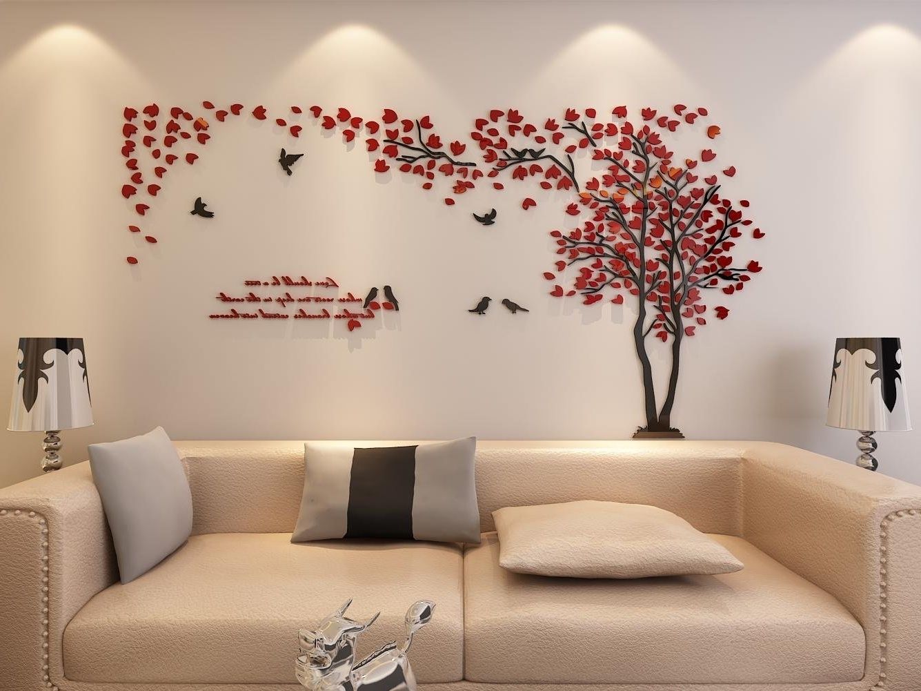 Amazon 3d Couple Tree Wall Murals For Living Room Bedroom With Regard To Trendy Amazon Wall Accents 