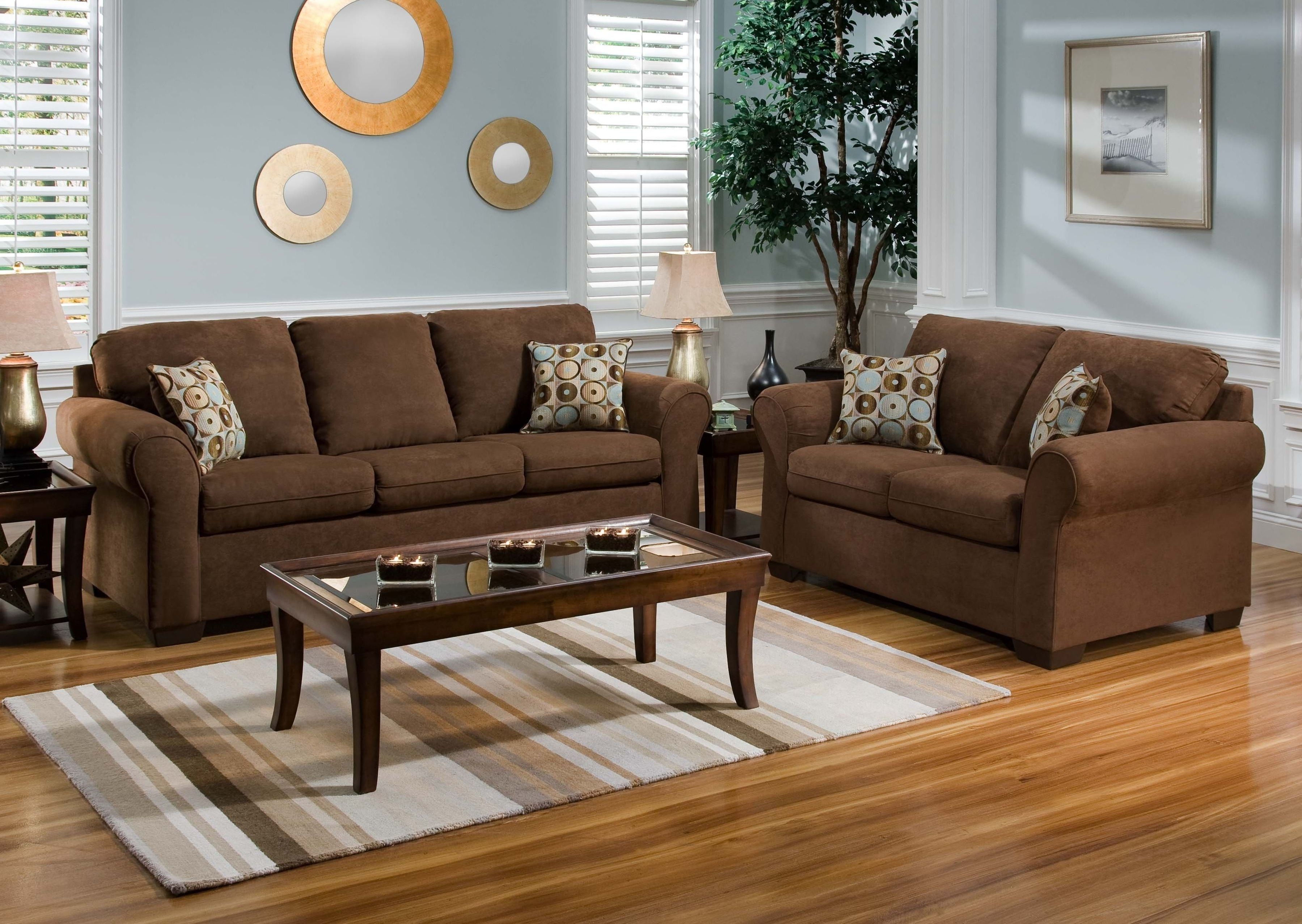 Chocolate Brown Wall Living Room And Grey Sofa