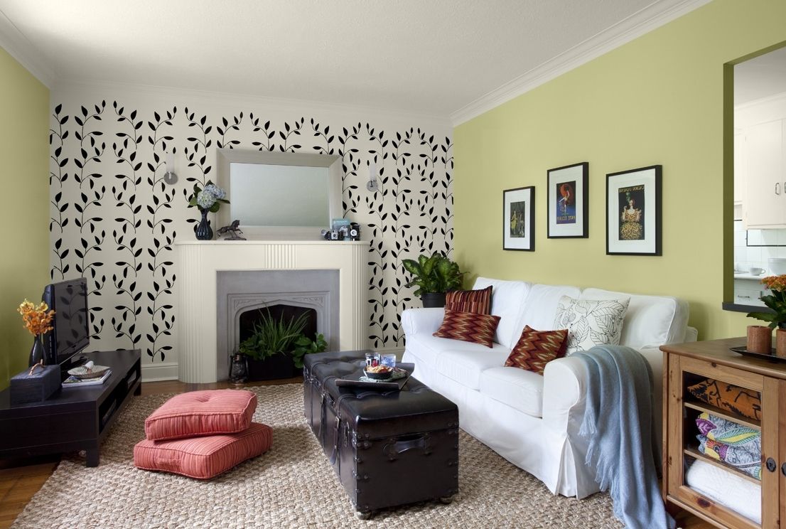 living room accent wallpaper