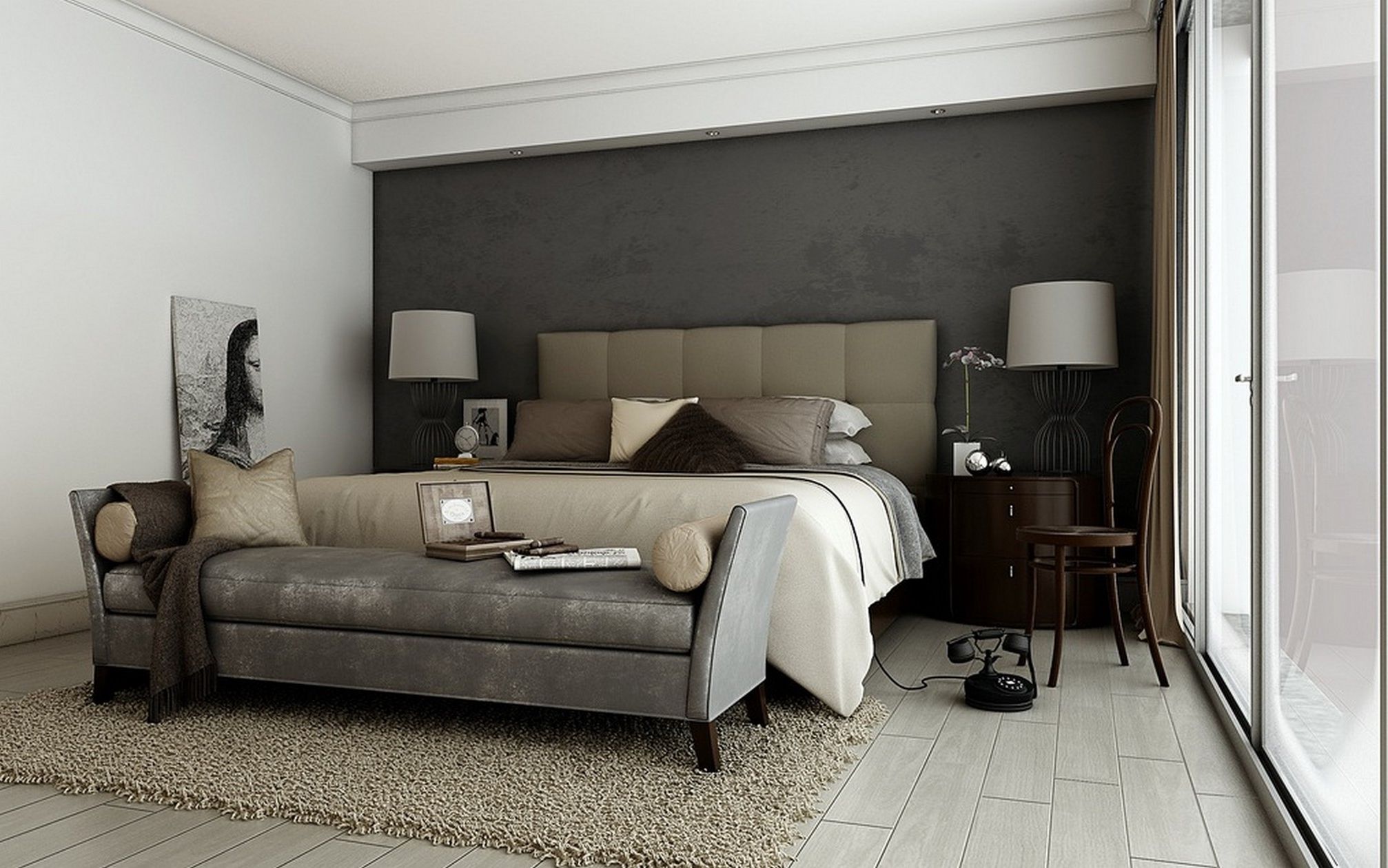 Simple Grey Accent Wall Bedroom Ideas with Best Design