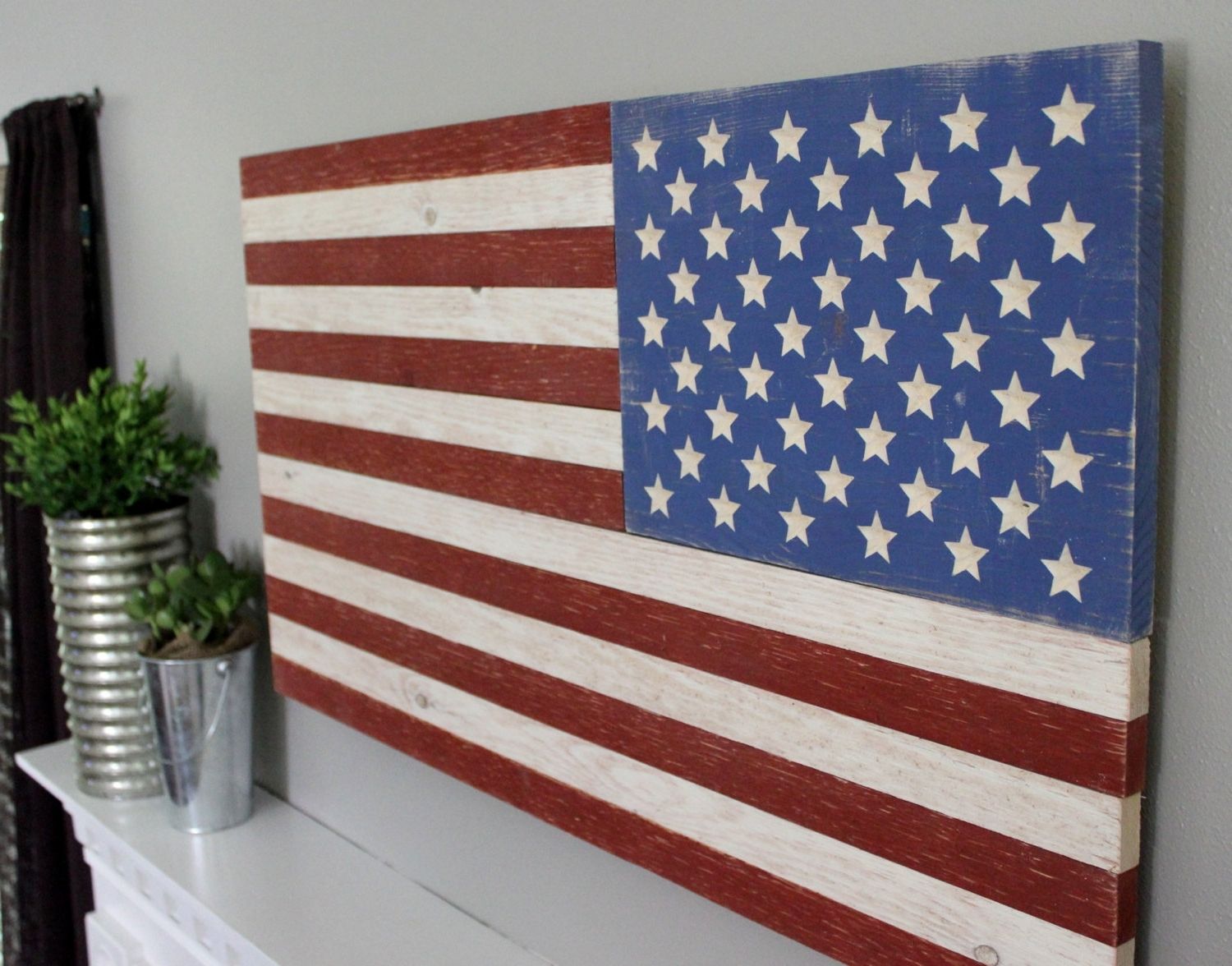 20 Photos Wooden American Flag Wall Art