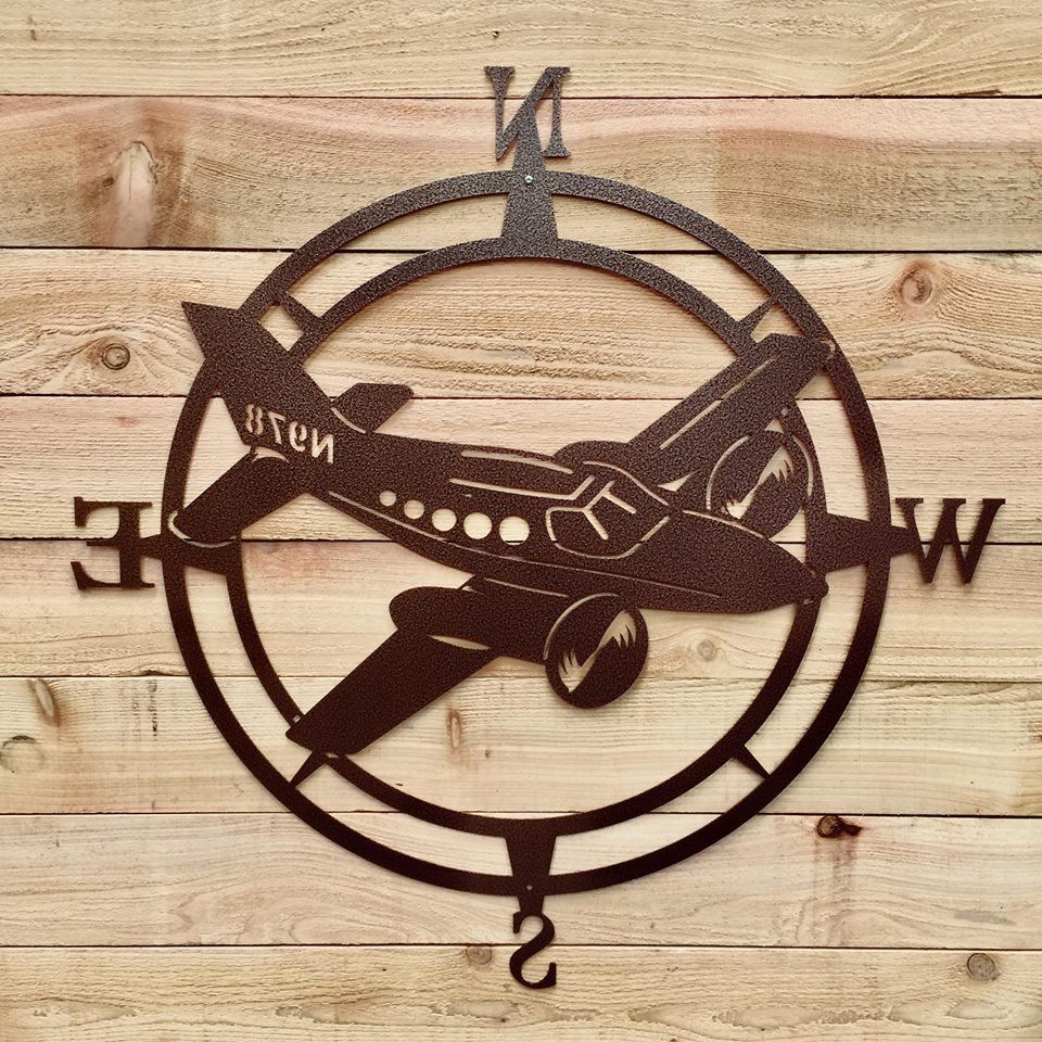 Famous Airplane Compass Wall Art, Aviation Metal Wall Art, Aviation Outdoor Within Round Compass Wall Decor (View 19 of 20)