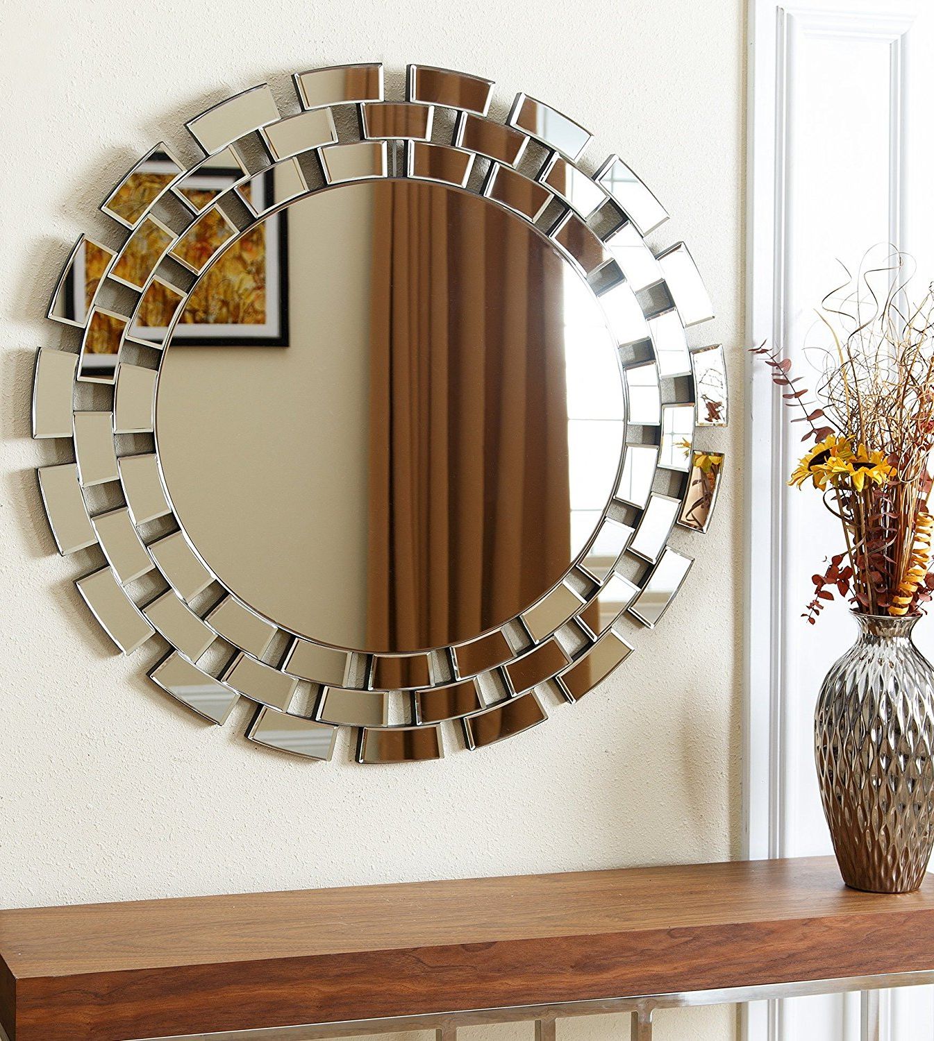 Decorative Round Wall Mirrors Inside Favorite Exciting Large Round Wall Mirror With Fancy Design Bathroom 