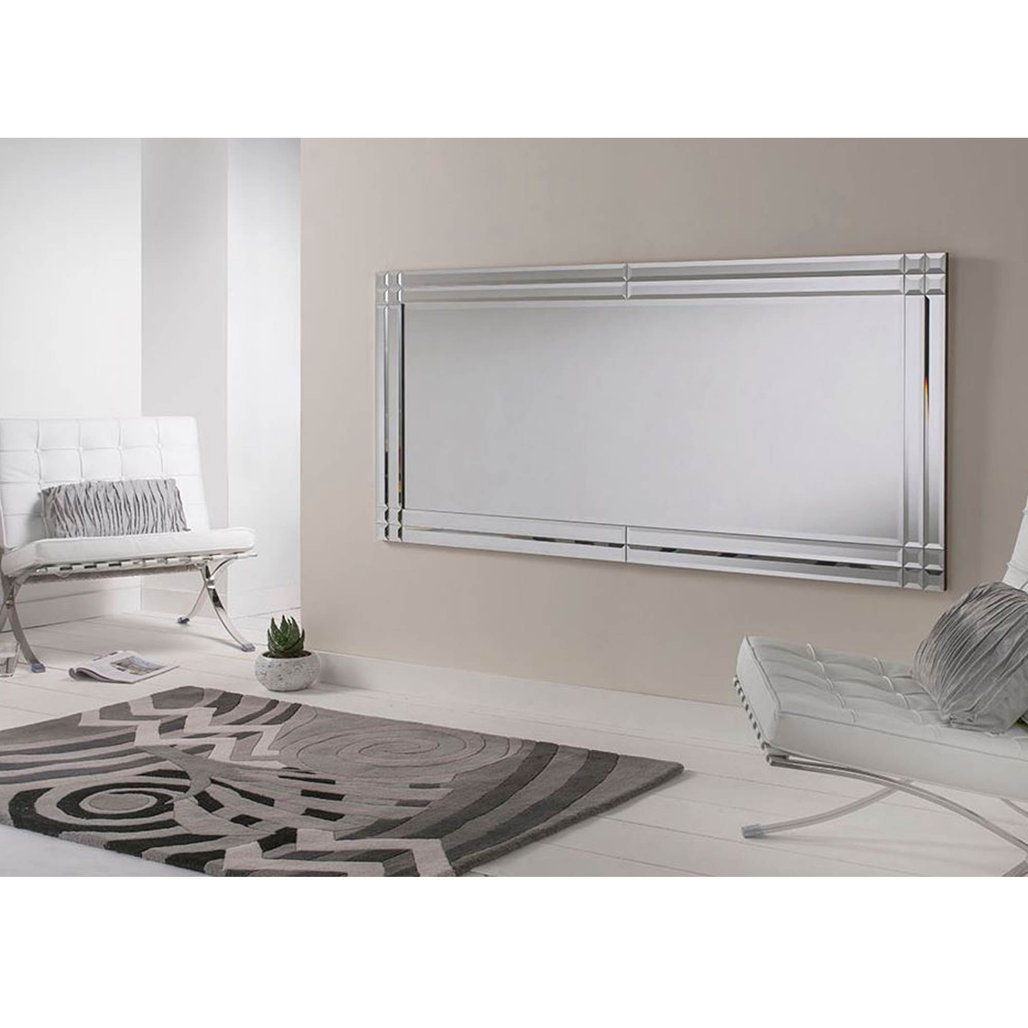 Fashionable Gorgeous Long Glass Wall Mirror Bevelled Silver Mirrored In Long Wall Mirrors For Bedroom (View 15 of 20)
