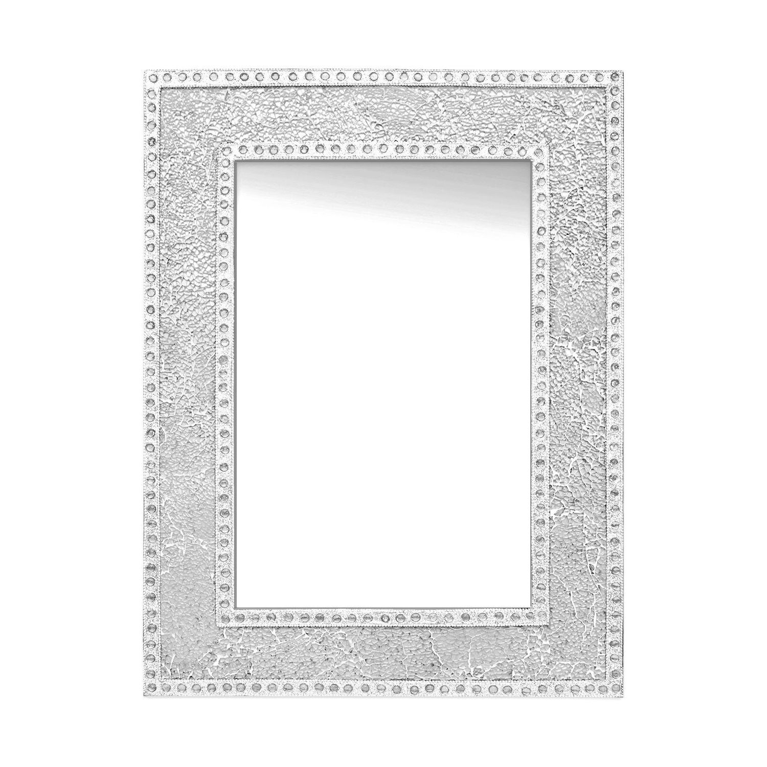 Favorite Glass Mosaic Wall Mirrors Inside Decorshore 24"x18" Crackled Glass Framed Rectangular Decorative Mosaic Wall  Mirror, Accent Mirror Silver (View 6 of 20)