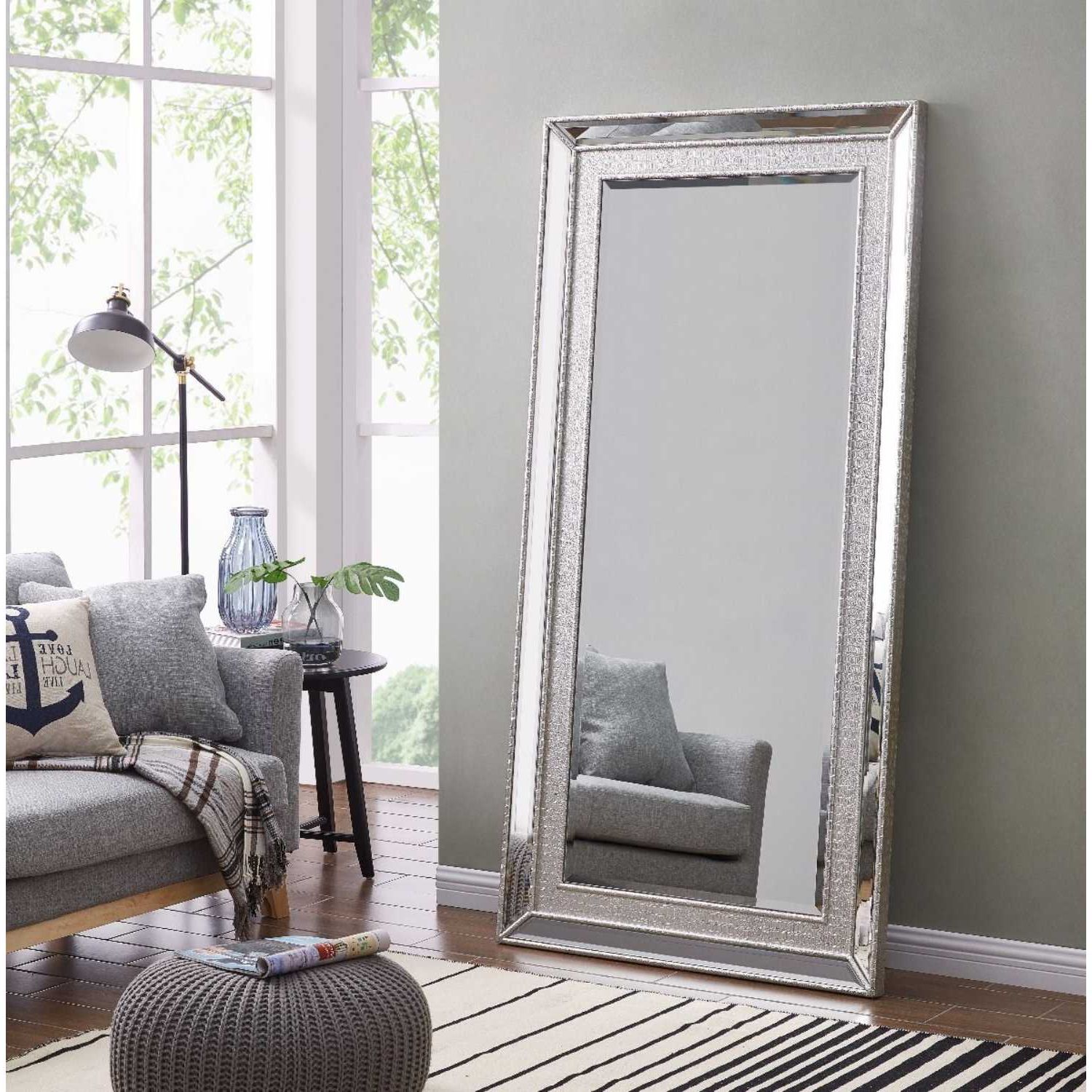 Grand Sofia Silver Extra Large Wall Floor Dressing Mirror 6ft X 3ft For Trendy X Large Wall Mirrors 