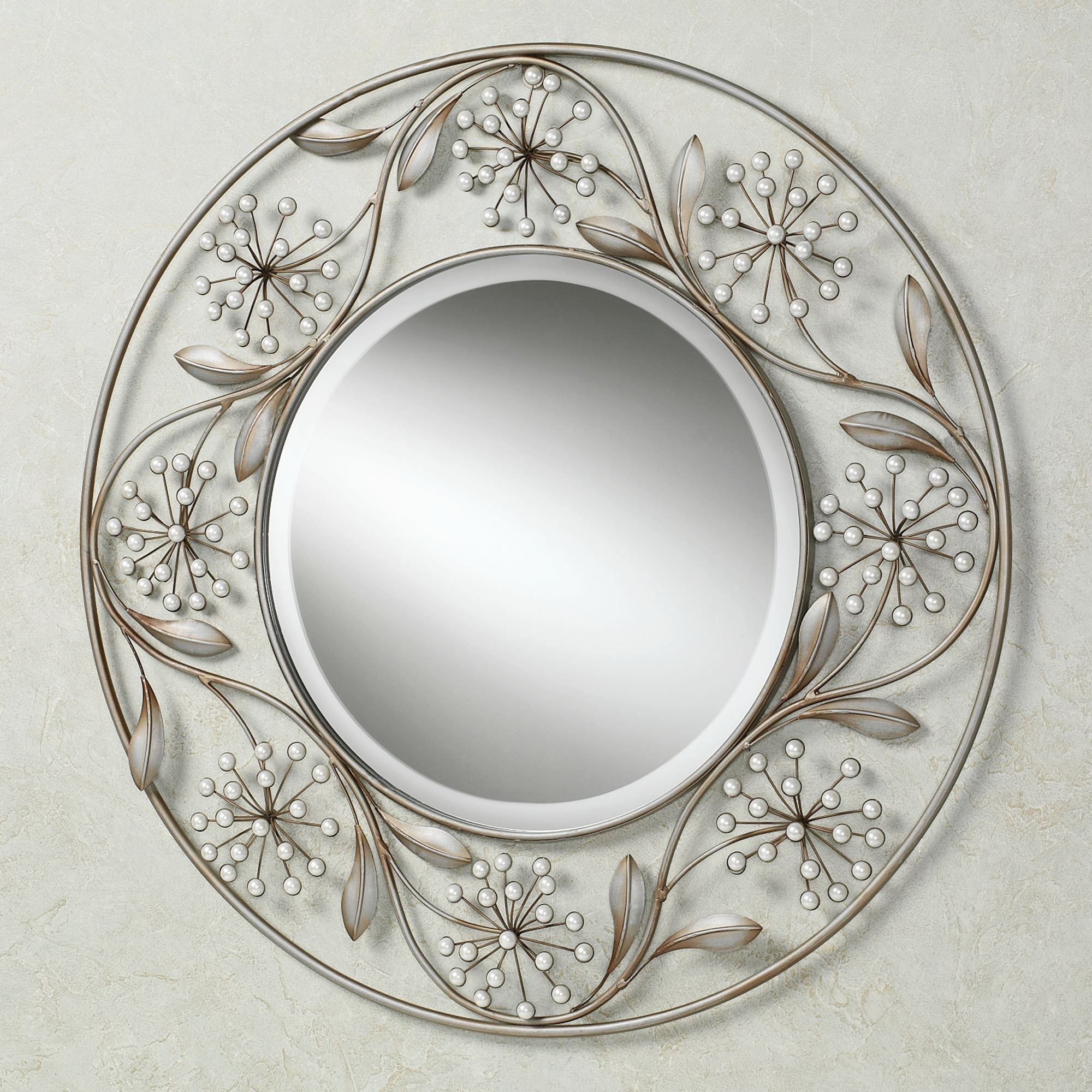 Most Current Pearlette Round Metal Wall Mirror Regarding Decorative Round Wall Mirrors (View 3 of 20)