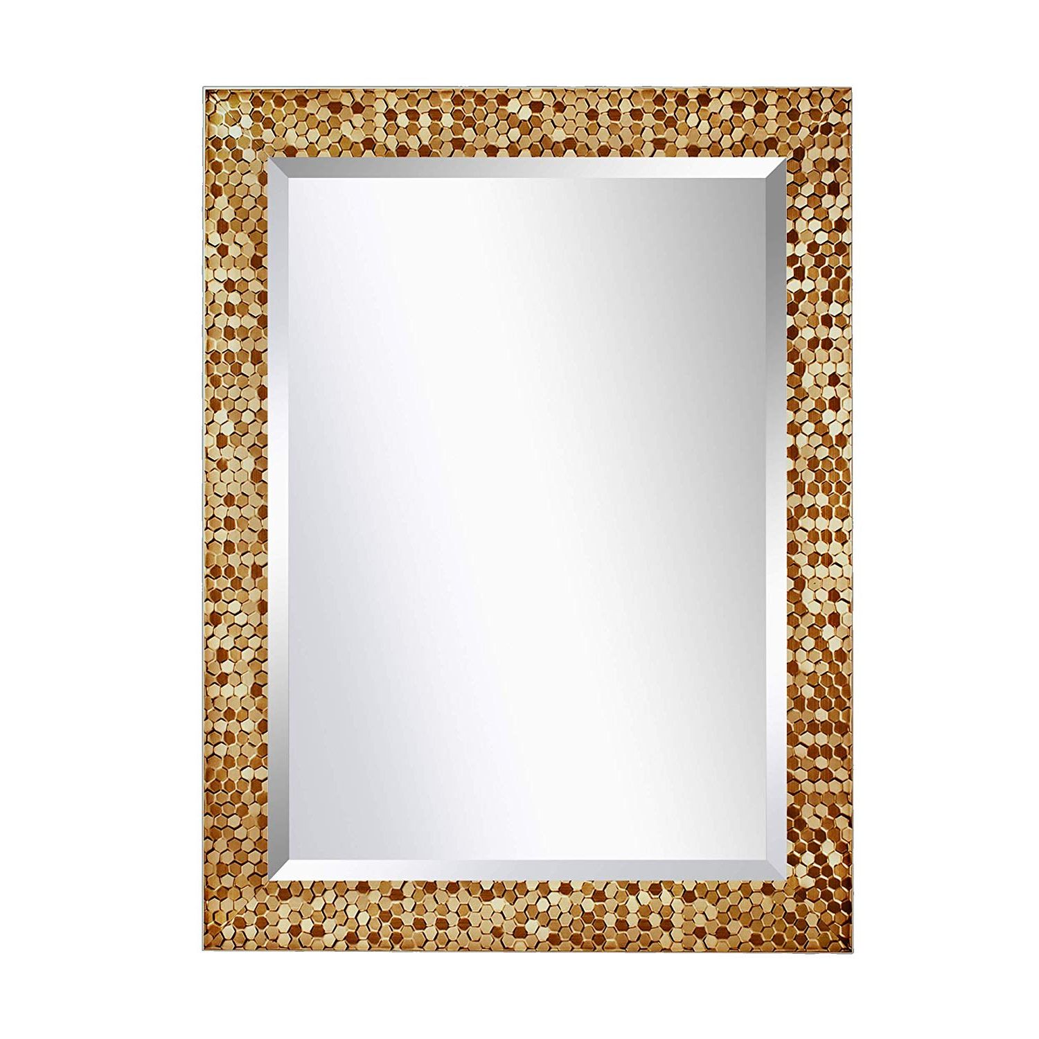 Most Recent Mirror Trend Gold Mosaic Design Framed Decorative Wall Mirror Large  Rectangle Mirror For Living Room, Bedroom, Vanity, Dining Room, Bathroom  Hangs With Regard To Long Wall Mirrors For Bedroom (View 11 of 20)