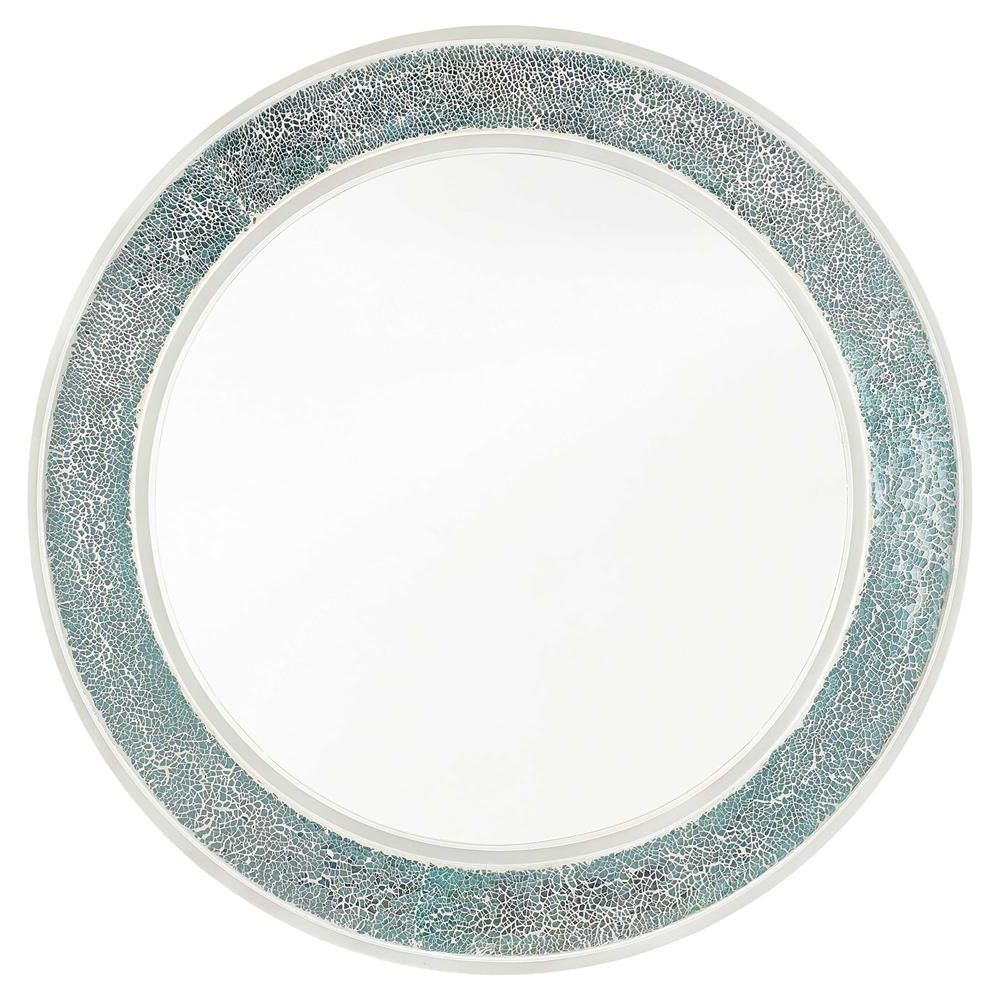 Most Recent Ursula Coastal Beach Iridescent Round Green Glass Mosaic Wall Mirror In Glass Mosaic Wall Mirrors (View 12 of 20)