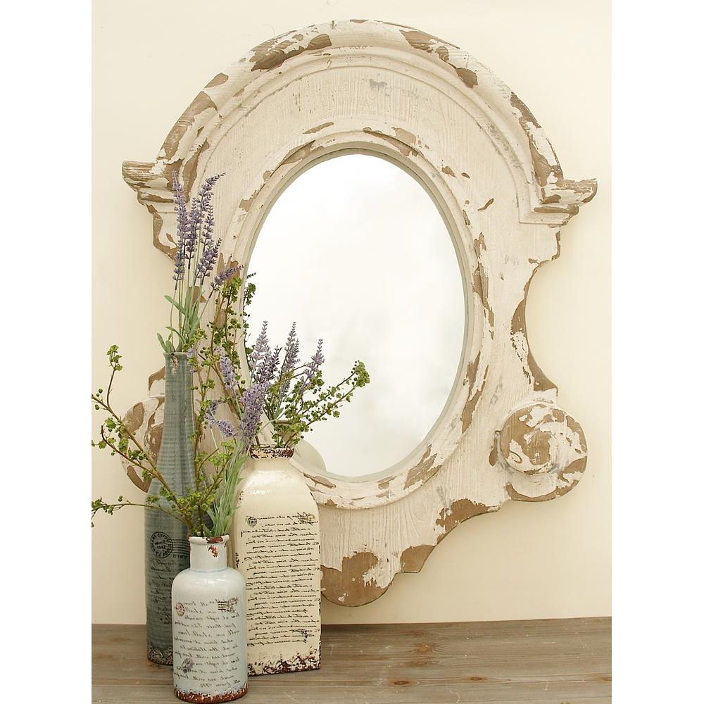 20 Best Collection Of White Shabby Chic Wall Mirrors   Newest White Shabby Chic Wall Mirrors Pertaining To 43 In X 35 In Scalloped Shabby Chic Framed Wall Mirror 