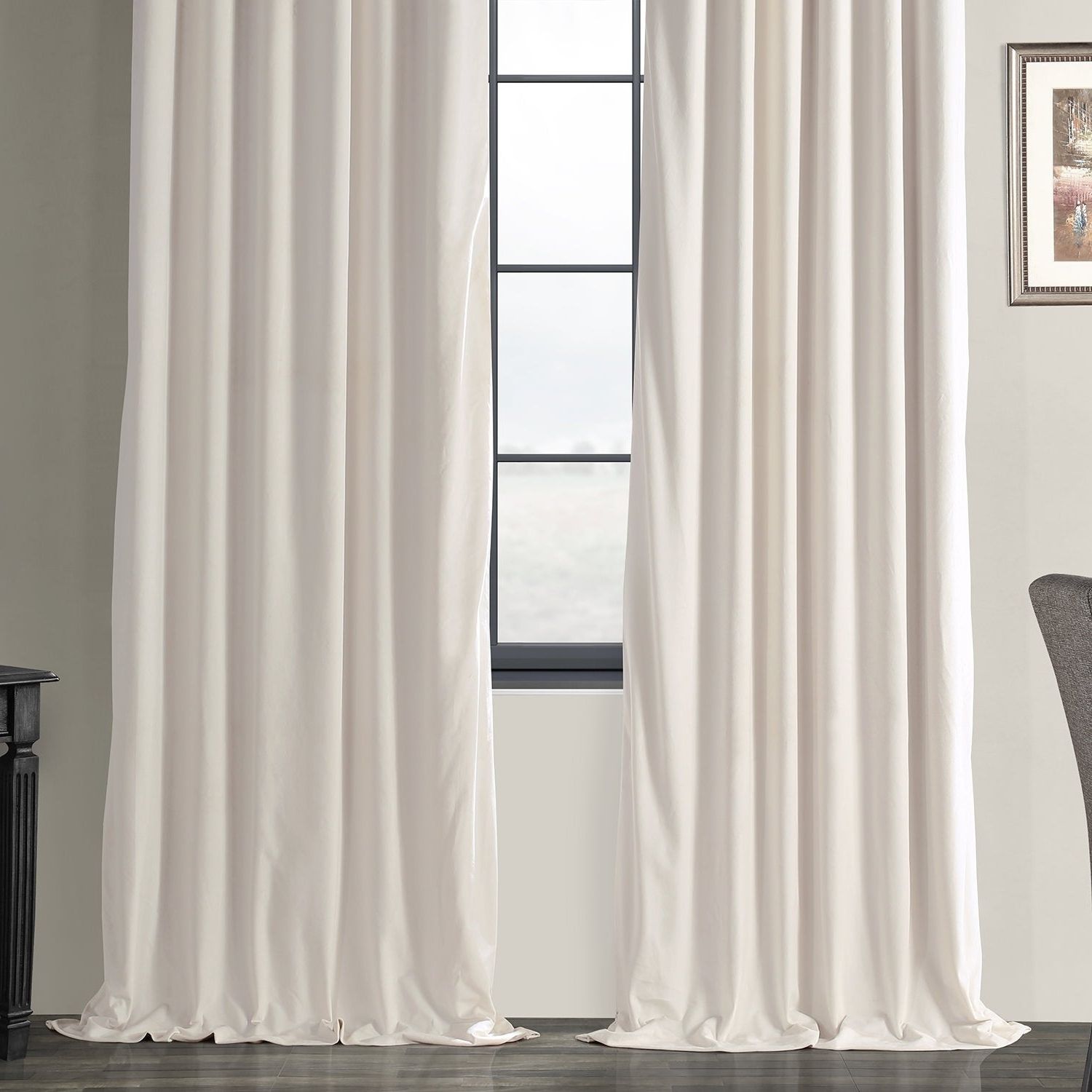 2024 Latest Signature Ivory Velvet Blackout Single Curtain Panels