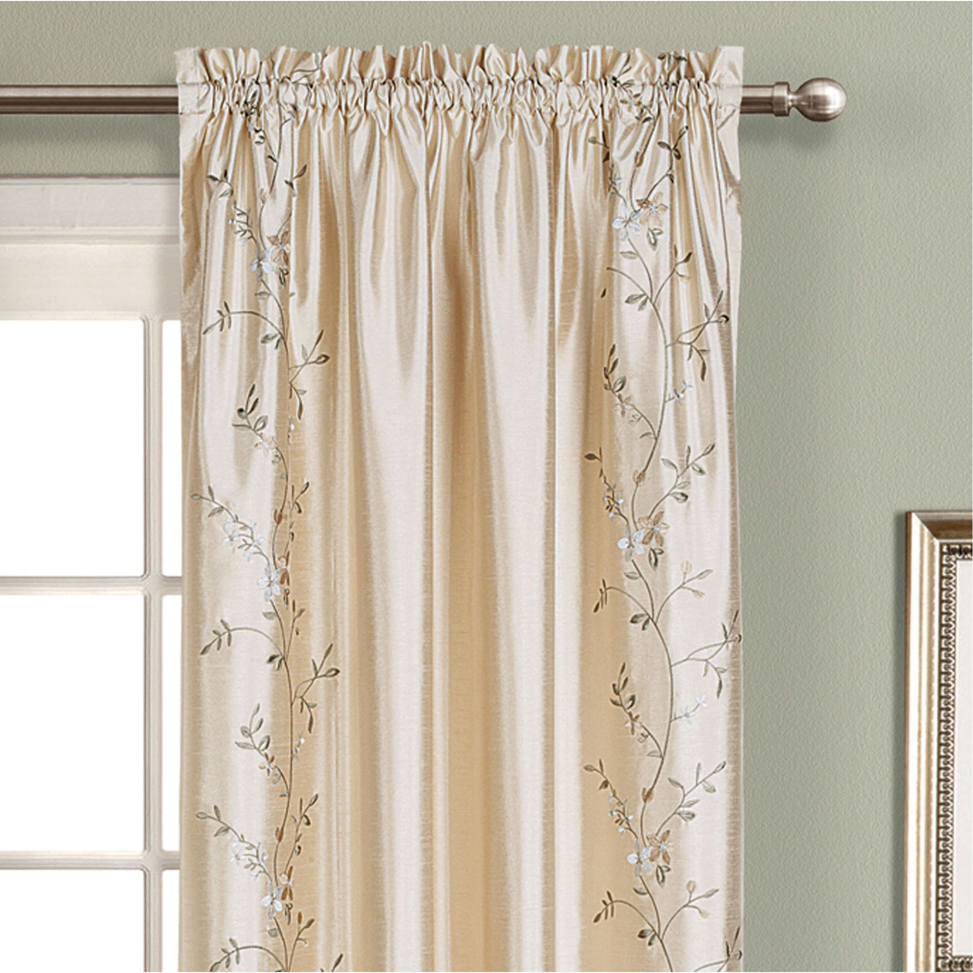 20 Best Ideas Ofloral Embroidered Faux Silk Window Curtain Panels